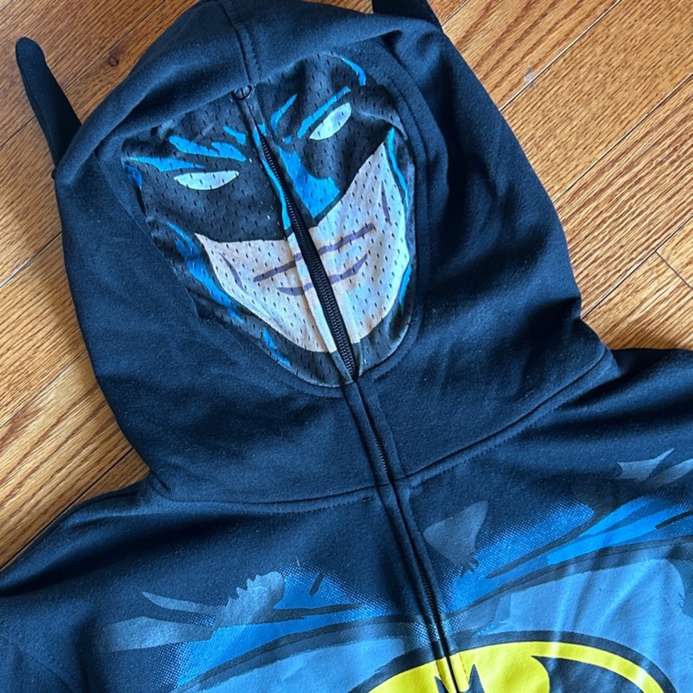 Batman Black Adult Hoodie with Blue and White Graphic NWT
